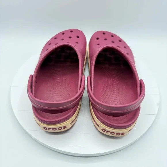 Crocs Unisex Crocband Clog Shoes, Raspberry/Dark Pink Cream Stripe M 10 W 12 - Picture 6 of 8